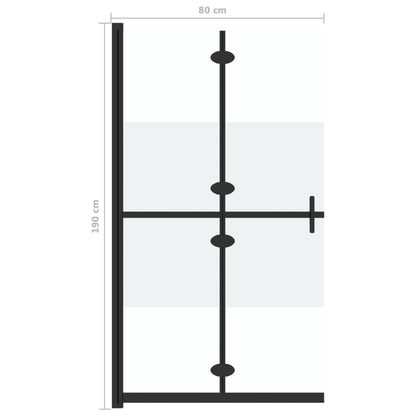 Foldable Walk-in Shower Wall Half Frosted ESG Glass 31.5"x74.8"