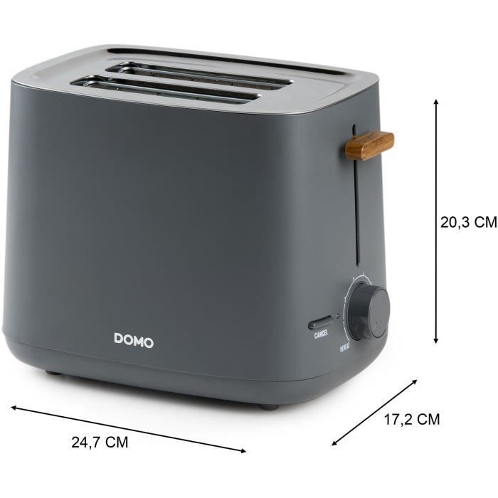 Electric toaster - DOMO - DO965T - 1000 W - 2 slots - Black