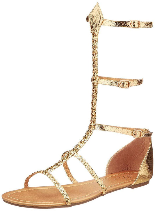 Cairo Gladiator Women's Costume Sandals, Gold: Size 10