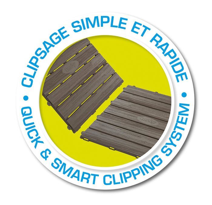 Smoby - Set of 6 tiles - House Flooring - 45x45cm - Wood textured effect - Anti-UV - 100% recycled and recyclable plastic