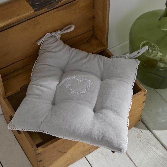 Quilted seat - TODAY - CHARME - Chambray x Petite Broderie Constance - 40 x 40 cm