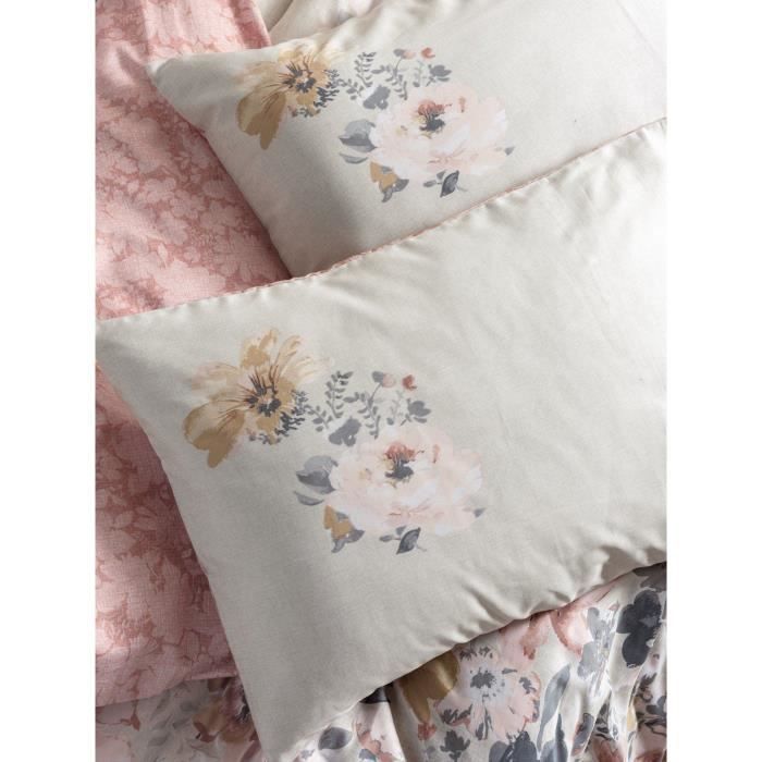 Bedding set - 1 duvet cover 220 x 240 cm + 2 pillowcases 60 x 60 cm - 100% cotton satin - Powder
