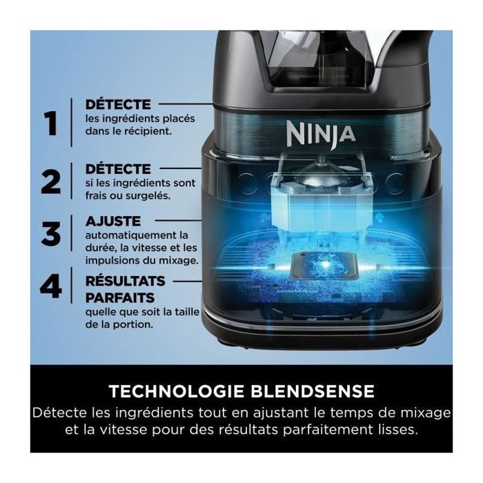NINJA Detect Power TB201EU Professional Blender - 2 Litre Jug - 1200W - Black and Silver - 15 Modes - TB201EU
