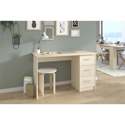ESSENTIELLE Desk 3 drawers - Light acacia decor - L 121.2 x D 74.3 x H 55 cm