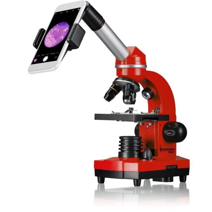 BIOLUX SEL - BRESSER JUNIOR student microscope - 40x-1600x magnification - experiment kit - red