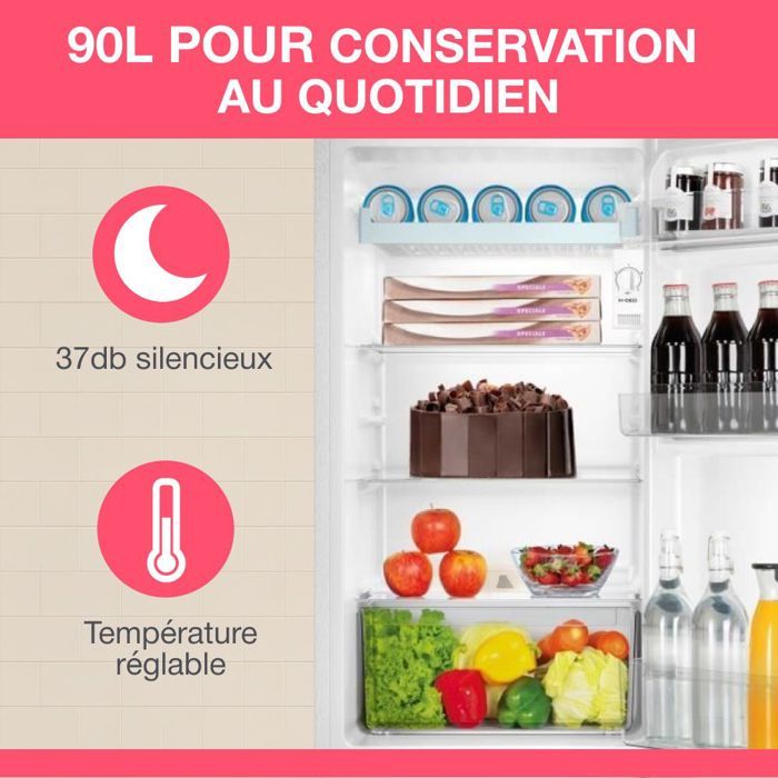 Table top refrigerator - OCEANIC - 90L - 37dB - Class E - L44.5 x D47.5 x H85 cm - White
