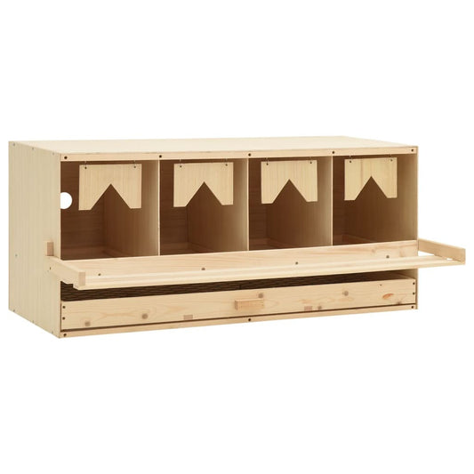 Chicken Laying Nest 4 Compartments 41.7"x15.7"x17.7" Solid Pine Wood
