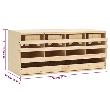 Chicken Laying Nest 4 Compartments 41.7"x15.7"x17.7" Solid Pine Wood