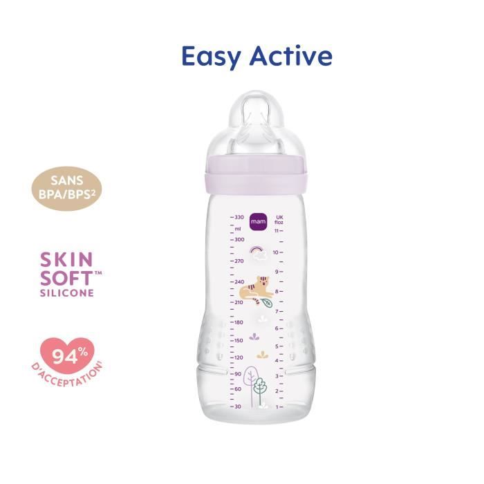 Baby bottle - MAM BABY - Easy Active - +6 months - 330 ml - X flow teat - Lilac