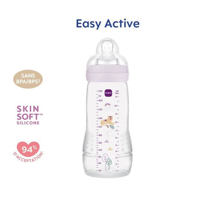 Baby bottle - MAM BABY - Easy Active - +6 months - 330 ml - X flow teat - Lilac