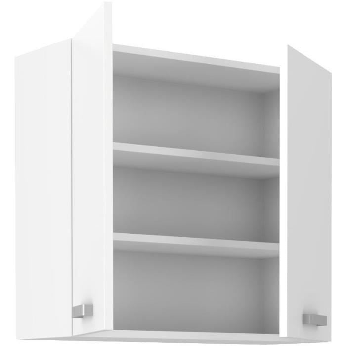 ATLAS Tall unit with 2 hinged doors - White decor - L80 cm