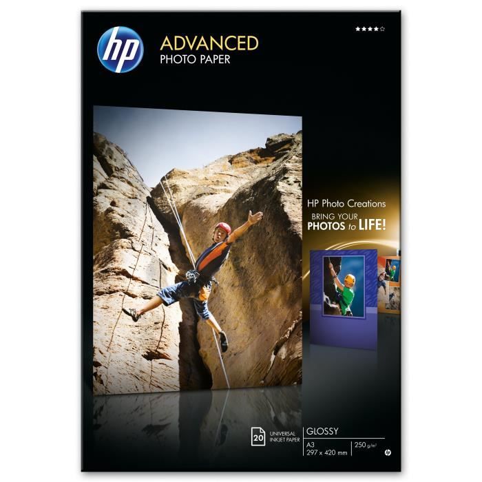 HP Glossy Photo Paper - 20 Sheets A3 - Compatible with HP Photosmart - Inkjet