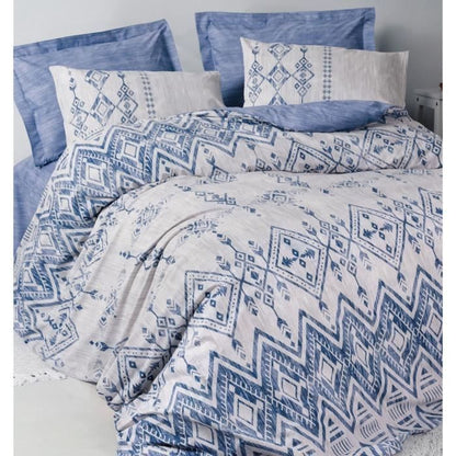 Bedding set - 1 duvet cover 220 x 240 cm + 2 pillowcases 60 x 60 cm - 100% cotton - Blue