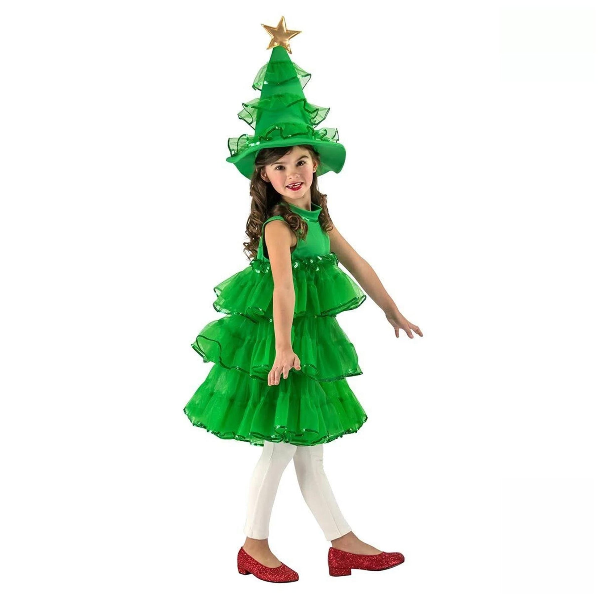 Glitter Christmas Tree Child Costume Medium