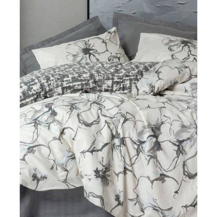 Bedding set - 1 duvet cover 220 x 240 cm + 2 pillowcases 60 x 60 cm - 100% cotton - Anthracite