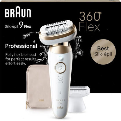 Electric epilator - BRAUN - Silk-épil 9 Flex - Easy hair removal - 9-041 3D - White / Gold