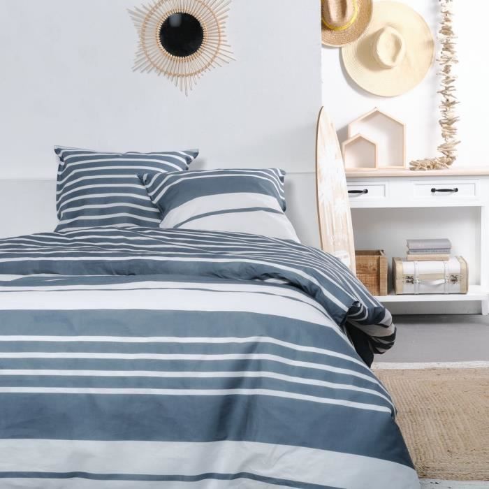 Duvet cover for 2 people -TODAY - 240x200 cm - 100% Cotton - Blue and White