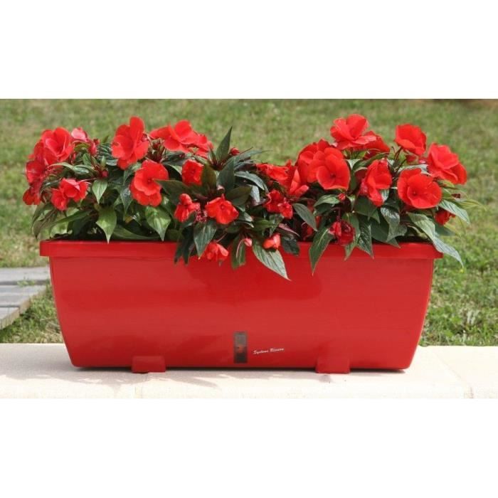 RIVIERA EVA flower box - Set of 2 planters - Plastic - 57 cm - Red