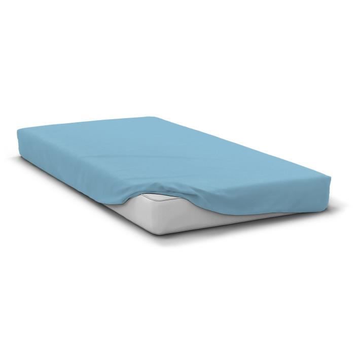 Fitted sheet - HOME LINGE PASSION - HP72124 - 82 g Microfiber - 90 x 190 cm - 30 cm pocket - Sky blue
