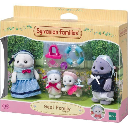 Articulated Family - SYLVANIAN FAMILIES - Seal Family - 4 Characters and Beach Accessories