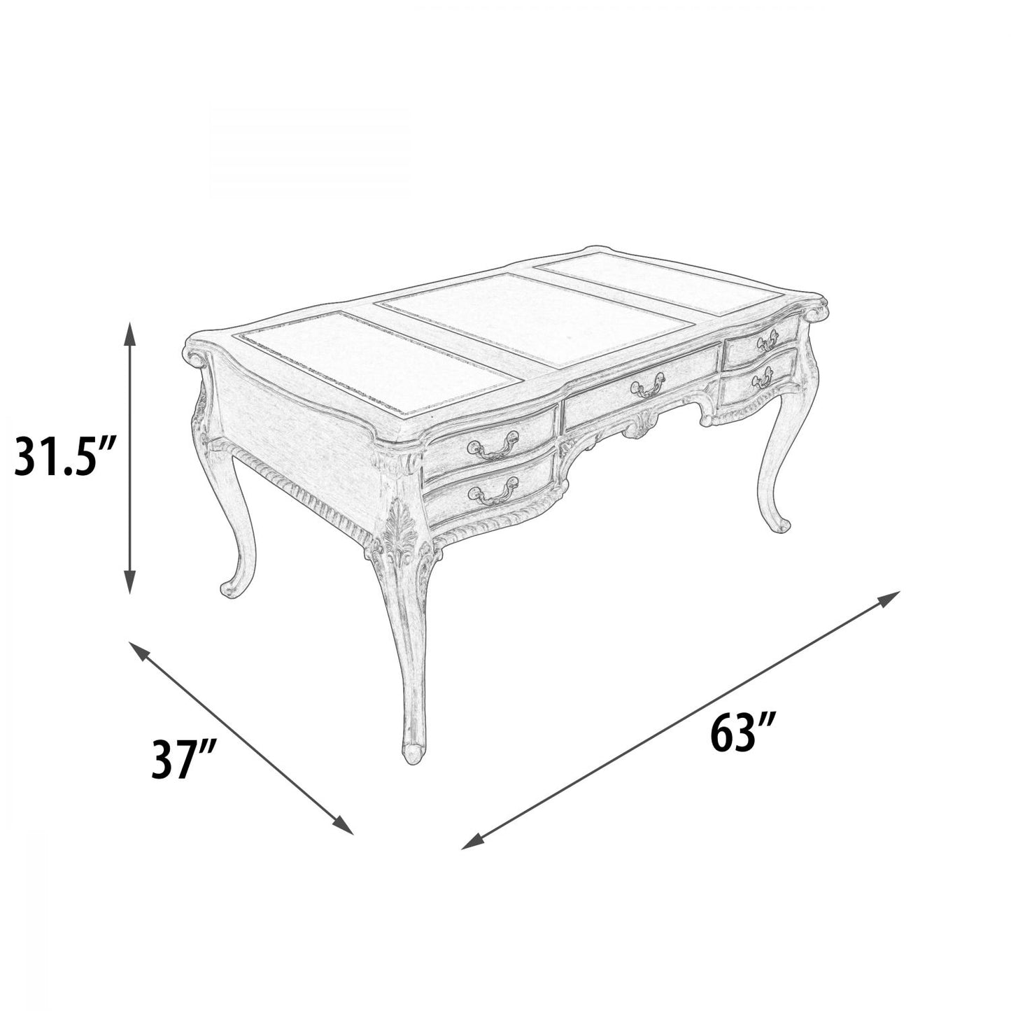 Mystique Gray Large Mahogany Writing Desk