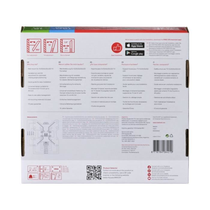 ONE FOR ALL WM2251 - Tilt & Rotate Wall Mount (180 °) for TVs from 13 to 40 (33 to 102cm) - Black