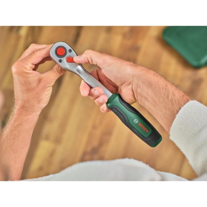 Bosch 57-piece ratchet set 1/4 + 1/2 (for various DIY projects 55 high-torque accessories Softgrip carrying case)