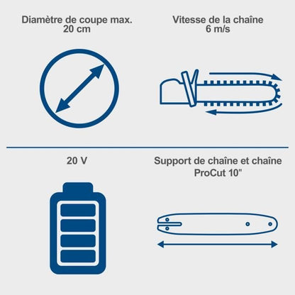 SCHEPPACH C-CS254-X 20V IXES cordless chainsaw Cutting diameter 20 cm - Chain 6 m/s - ProCut 10 - without battery or charger