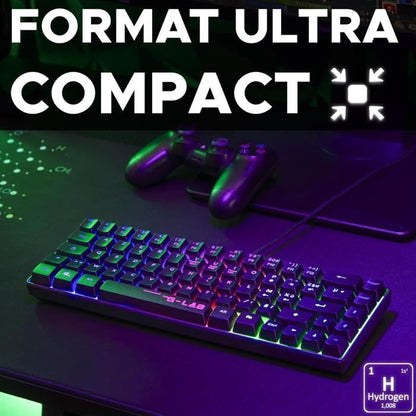 Gaming Keyboard - THE G-LAB - KEYZ-HYDROGEN/FR - 60% Black Membrane