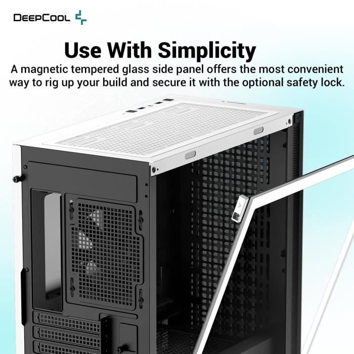 PC case without power supply - DEEPCOOL CH370 (White) - Mini tower - Micro-ATX format