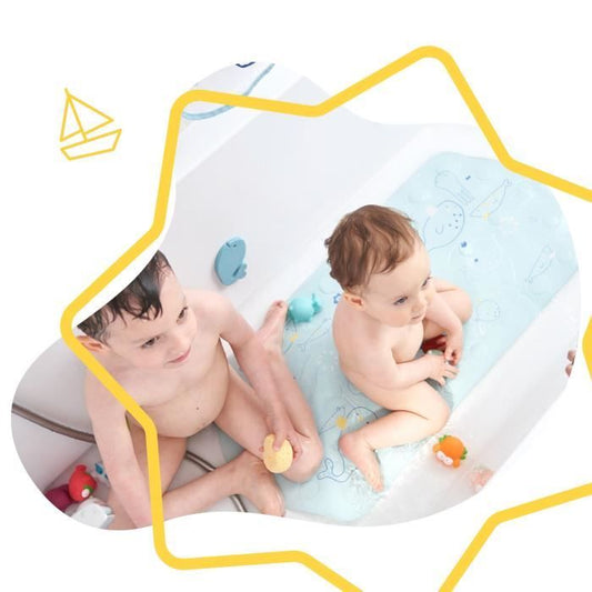 Badabulle XXL non-slip bath mat with temperature indicator, 91 cm long