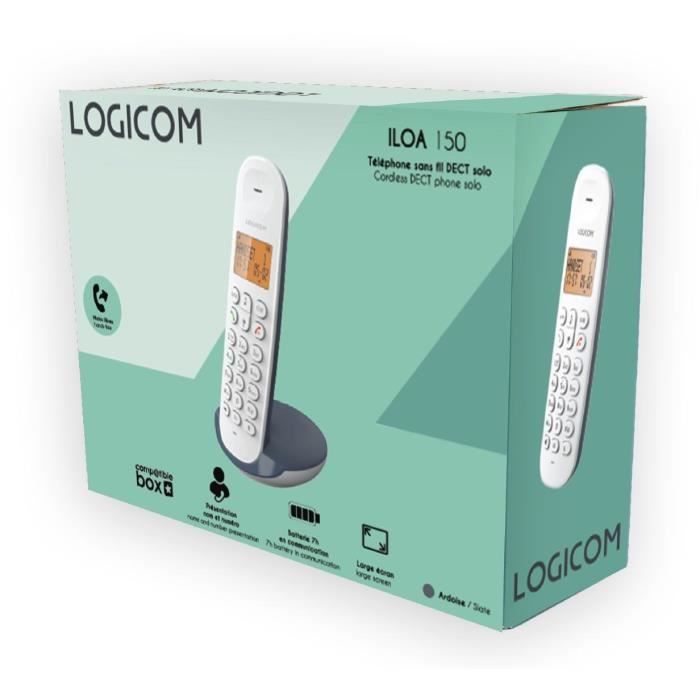 Cordless landline telephone - LOGICOM - DECT ILOA 150 SOLO - Slate - Without answering machine
