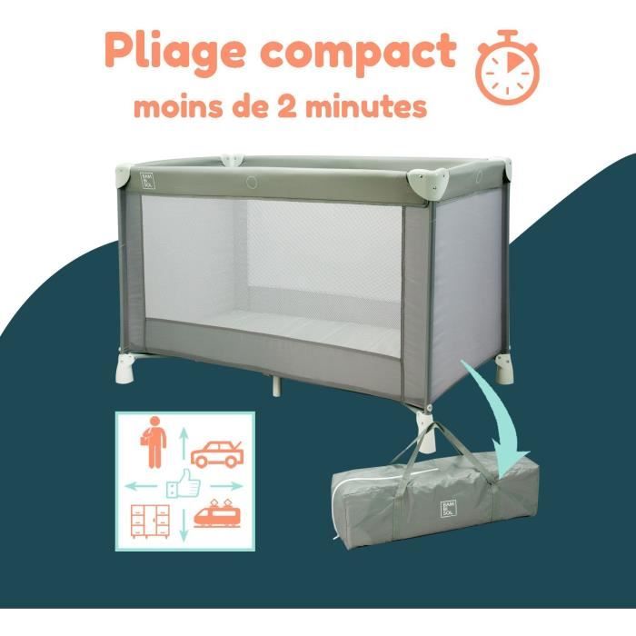 BAMBISOL travel cot 120x60 cm - From birth to 3 months - Mattress and carrying bag included