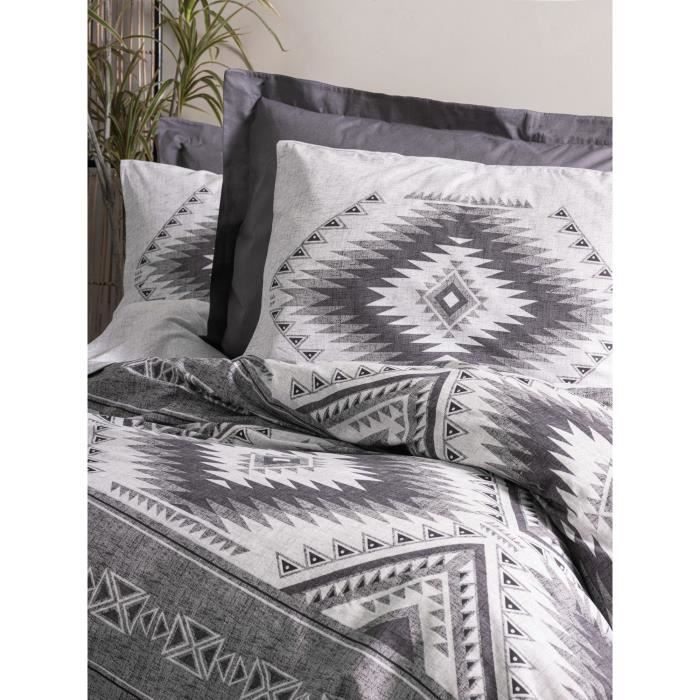 Bedding set - 1 duvet cover 220 x 240 cm + 2 pillowcases 60 x 60 cm - 100% cotton - Anthracite
