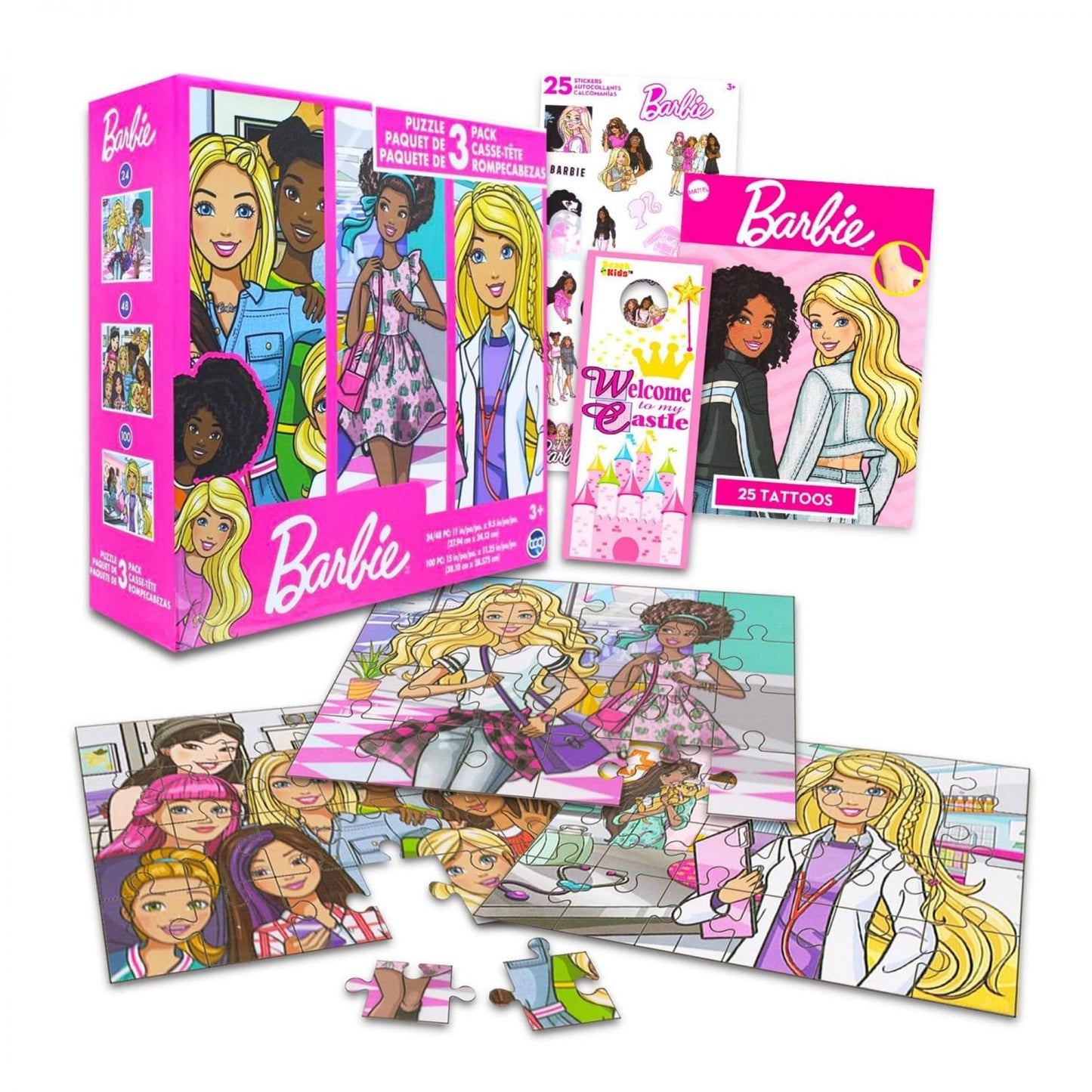 Barbie Jigsaw Puzzle 3 Pack | 24, 48, & 100 Pieces