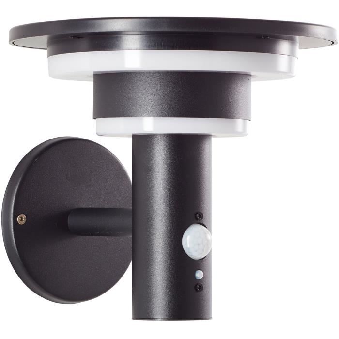 Outdoor wall light - BRILLIANT - GARVINA - LED and solar - Motion detector - Stainless steel and plastic - 4 W - Black