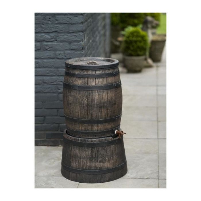 Barrel-shaped water collector - NATURE - In rotomolded PE - 120 liters - Includes accessories