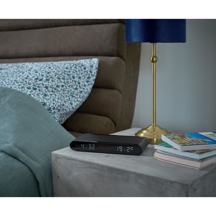Alarm clock charging station - THOMSON - Black - 15W induction, Temperature, USB-C port, 230V power supply