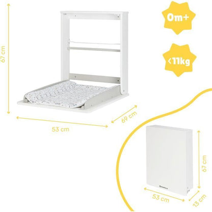 Badabulle Plouf wall changing table, with changing mat included - Foldable and compact