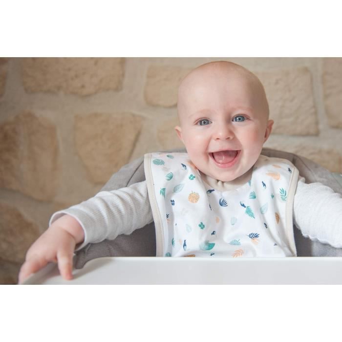 BEABA Birth set (Gray tree bottle drip / Light / dark mist dosing box / Silicone bottle brush / Tropical fabric bib)