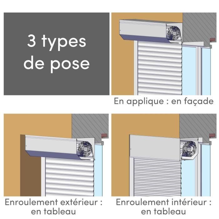 FRANCE-COMBI PVC hand-cut reversible shutter with strap - W 120 x H 155 cm