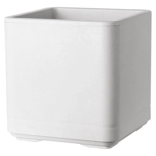 Cube Flower Pot - DEROMA - Cosmo - Pearl - With water reserve - Wheels - 38 cm