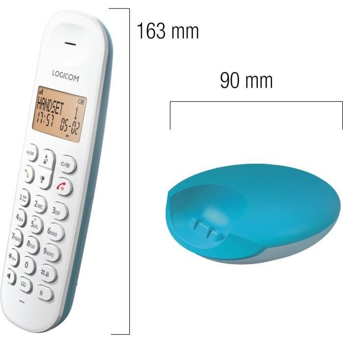 Fixed cordless telephone - LOGICOM - DECT ILOA 150 SOLO - Turquoise - Without answering machine