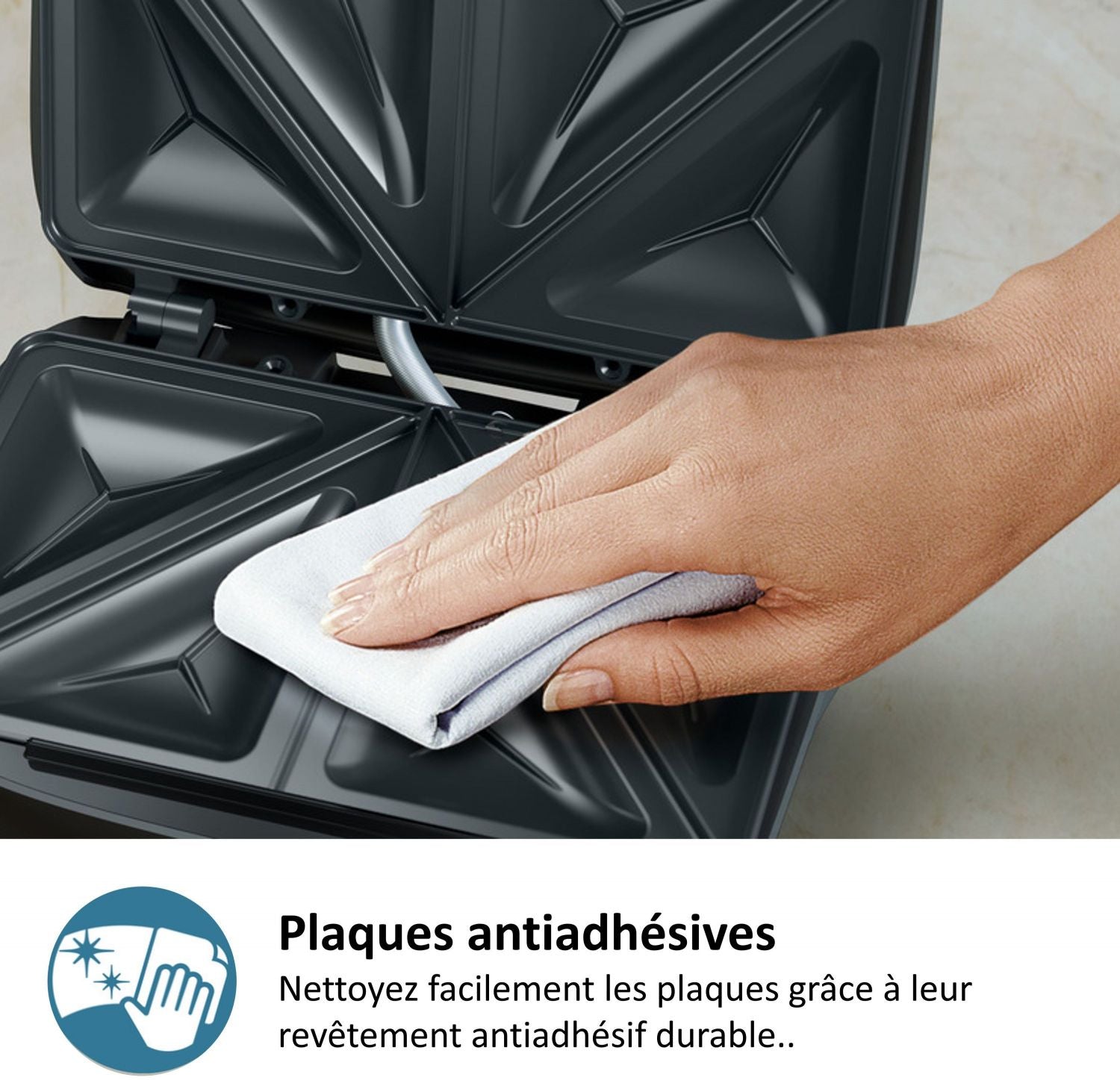 Croque-monsieur machine - PHILIPS - HD2331/90 - 750 W - Triangular plates - Black