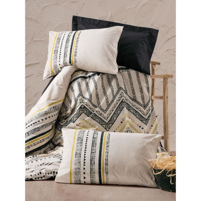 Bedding set - 1 duvet cover 220 x 240 cm + 2 pillowcases 60 x 60 cm - 100% cotton - White