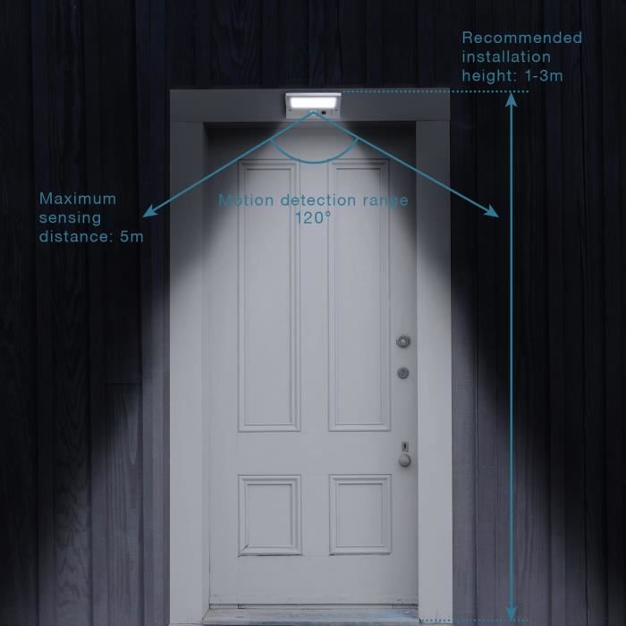 LUMISKY Outdoor waterproof solar wall spotlight with detector - 21 LEDs - 330 Lm - Swivel at 120 ° C