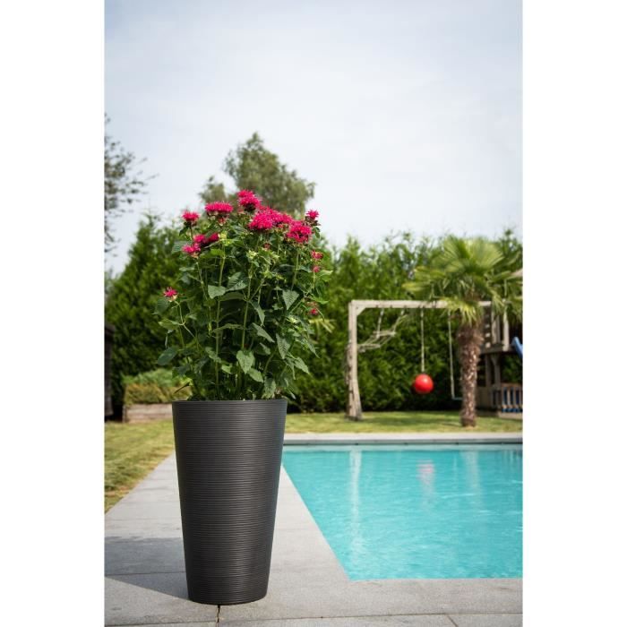Tall flowerpot - GARDEN ID - Green Care Sense Tall Black-Anthracite - 55 cm - 10 year guarantee - 100% recycled - UV and frost resistant