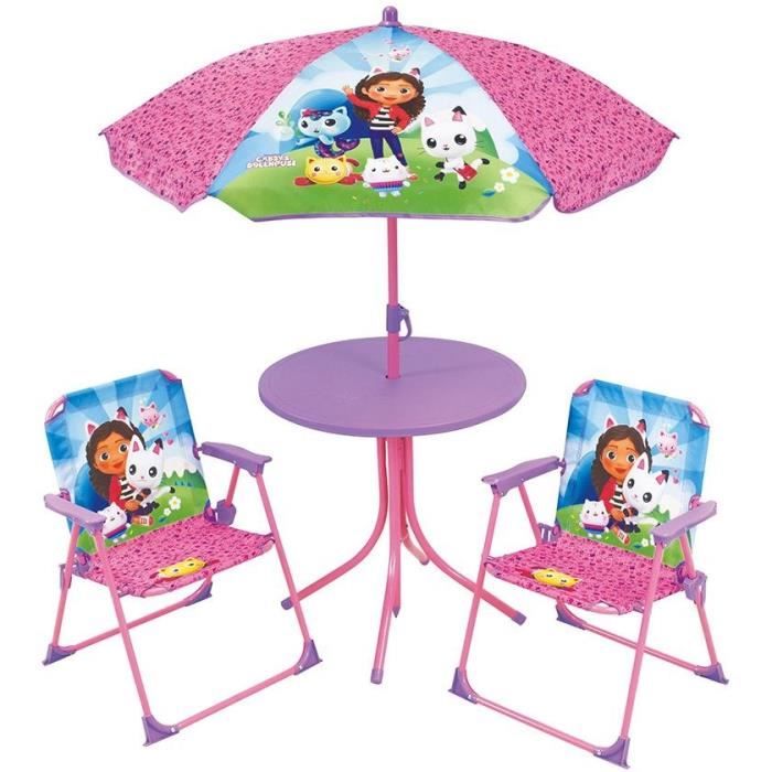 Garden furniture - FUN HOUSE - Gabby and the Magic House garden furniture Table 46 x 46 cm 2 folding chairs parasol 125 x 100 cm