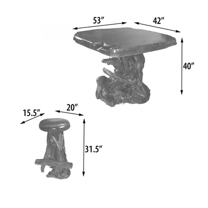 Live Edge Natural Teak Bar Table Set of 5