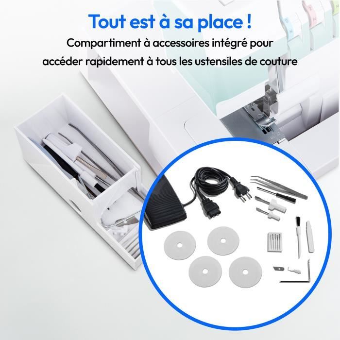 Overlocker - MEDION - SO 90 - 91W - Needle type 11, 14, 16 - 1200 rpm - LED - Turquoise